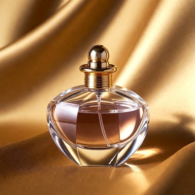 Luxury Perfume Bottle on Gold Silk