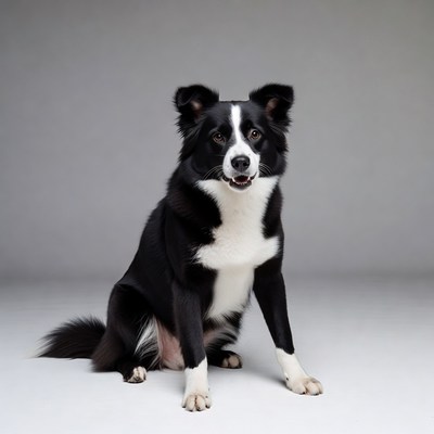 Black and white Border Collie sitting