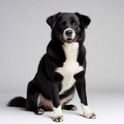 Black and white dog sitting