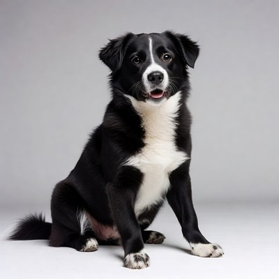 Black and white Border Collie sitting