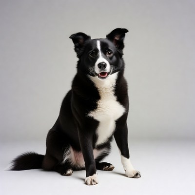 Black and white Border Collie sitting