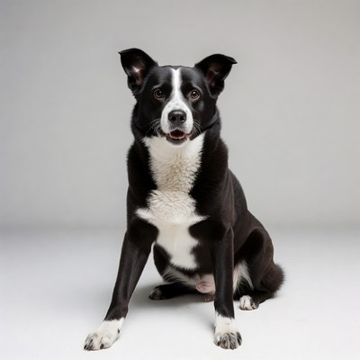 Black and white Border Collie sitting