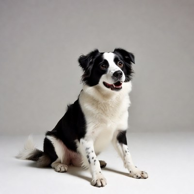 Black and white Border Collie sitting