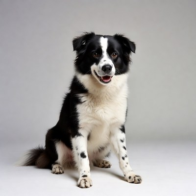 Black and white Border Collie sitting