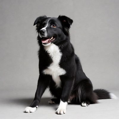 Black and white Border Collie sitting