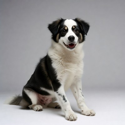 Black and white Australian Shepherd puppy