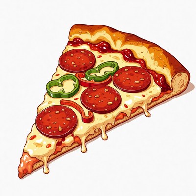 Pepperoni Pizza Slice with Peppers