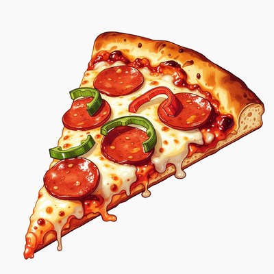 Pepperoni Pizza Slice with Peppers