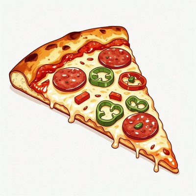 Pepperoni Pizza Slice Illustration