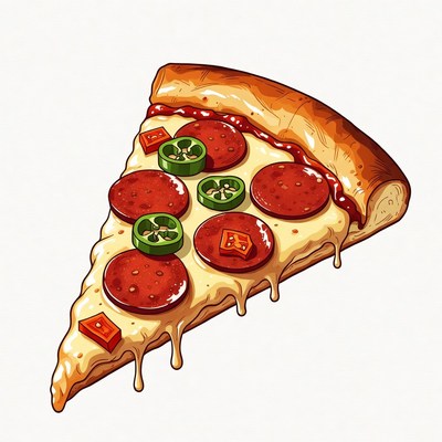 Pepperoni Pizza Slice with Jalapenos