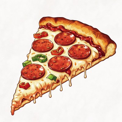 Pepperoni Pizza Slice Illustration