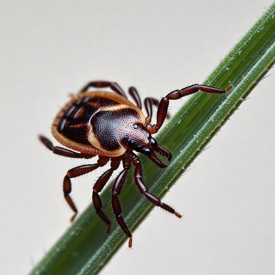 Tick on green grass blade