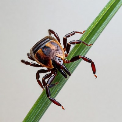 Tick on green grass blade