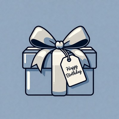 Birthday Gift with Bow and Tag