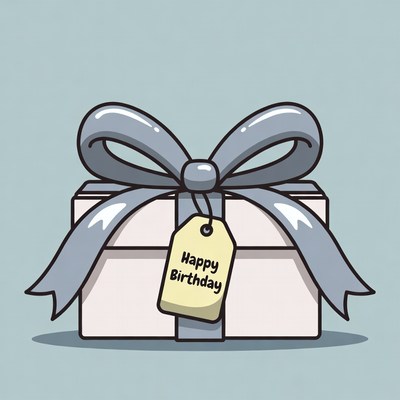 Silver bow birthday gift box