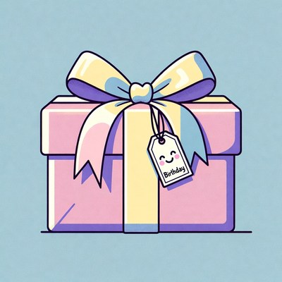 Pink Birthday Gift Box Illustration