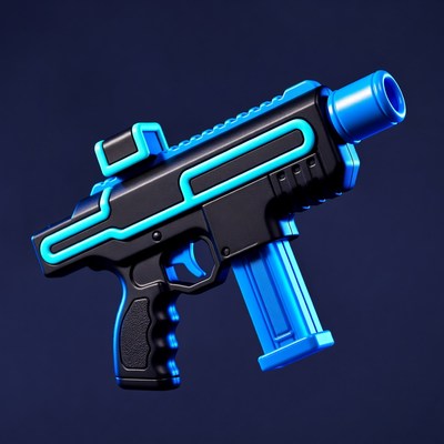 Black and Blue Neon SMG Gun
