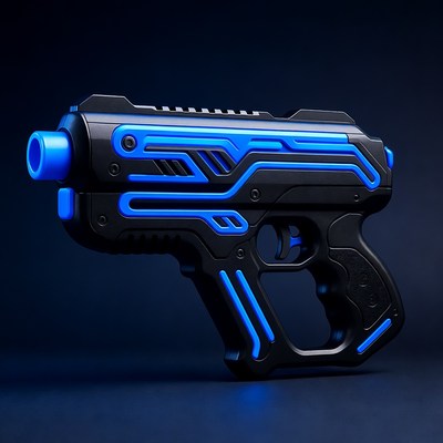 Black Neon Blue Futuristic Toy Gun