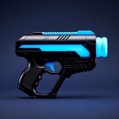 Black Nerf Gun with Blue Glow