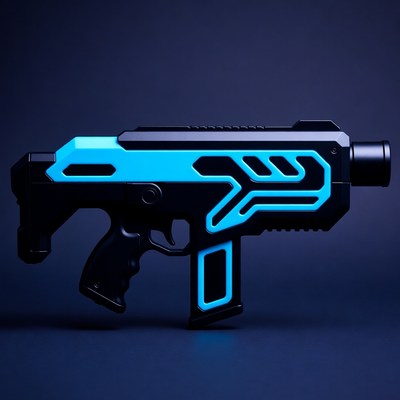 Futuristic Blue Neon Gun