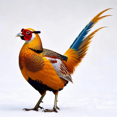 Golden Pheasant on white background