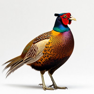 Colorful pheasant on white background