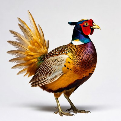 Colorful pheasant standing isolated