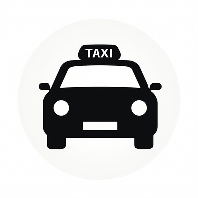 Black taxi icon on white