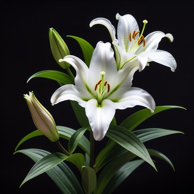 White Lilies with Buds