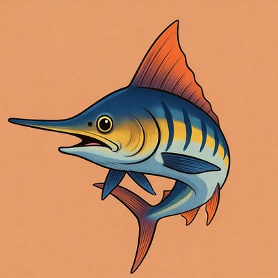 Cartoon Blue Marlin Fish