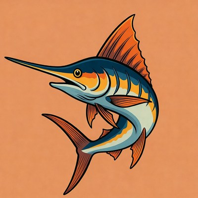 Colorful Marlin Fish Illustration
