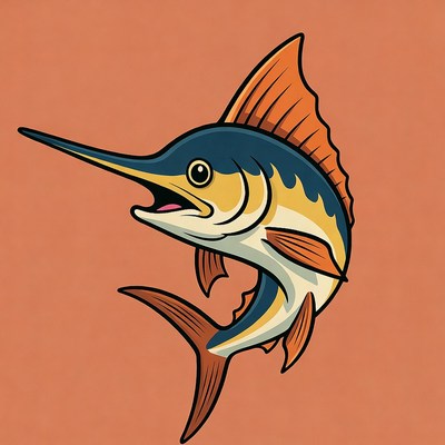 Cartoon blue marlin fish