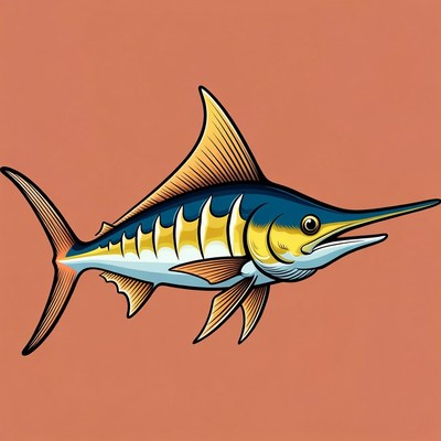 Blue Marlin Fish Illustration