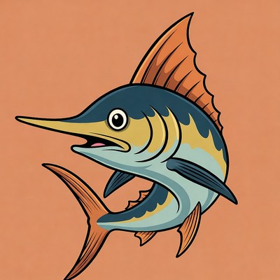 Cartoon Blue Marlin Fish