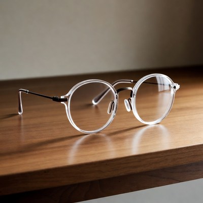 Clear Round Glasses on Wooden Table