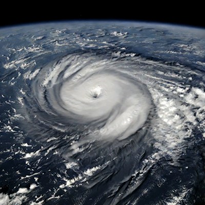 Massive hurricane over Earth from space