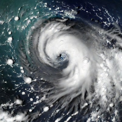 Massive hurricane swirling over ocean