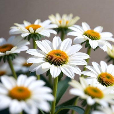 White Coneflowers with Orange Centers