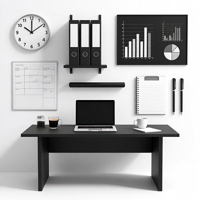 Modern Black Office Desk Setup