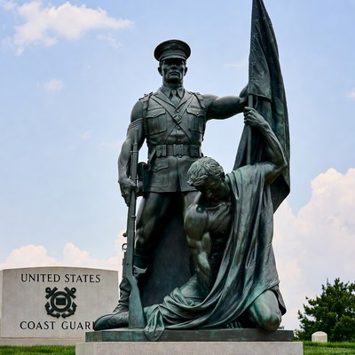 US Coast Guard Soldier Rescuing Man Statue