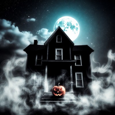 Haunted House with Jack-o-Lantern