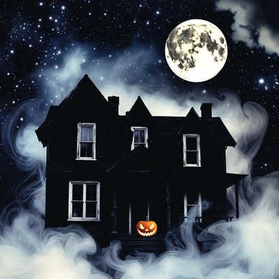 Haunted House with Jack-o-Lantern