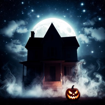 Haunted House with Jack-o'-lantern
