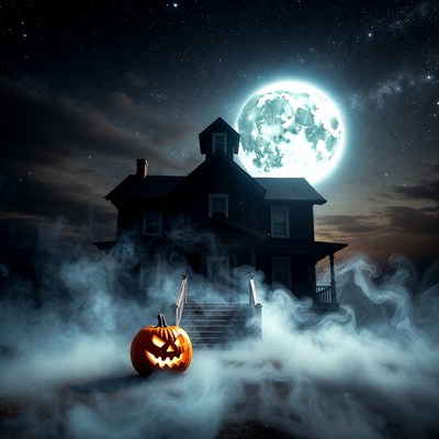 Haunted House with Jack-o-Lantern