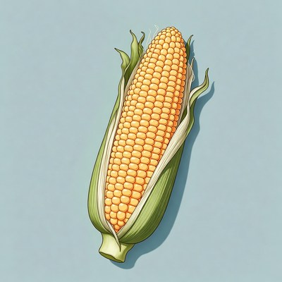Corn cob on blue background