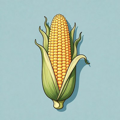 Corn cob with husks illustration