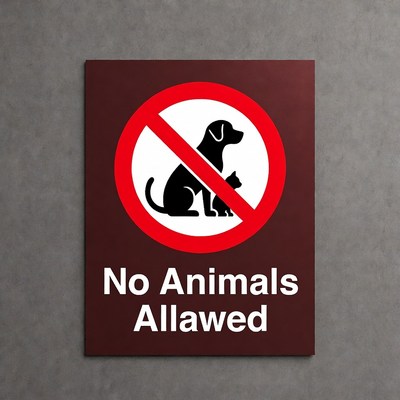 No Animals Allowed Sign with Dog and Cat