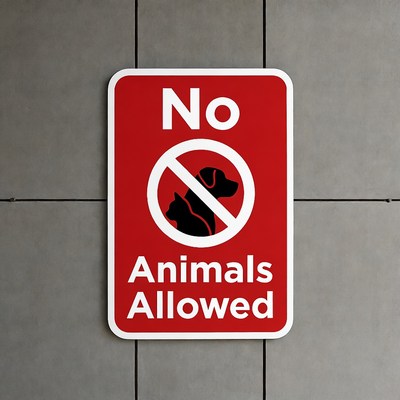 No Animals Allowed Sign with Dog Cat
