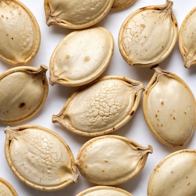 Pumpkin seeds on white background