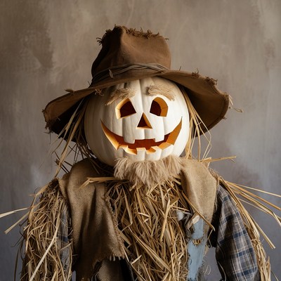 Scarecrow Jack-o-Lantern with Hat